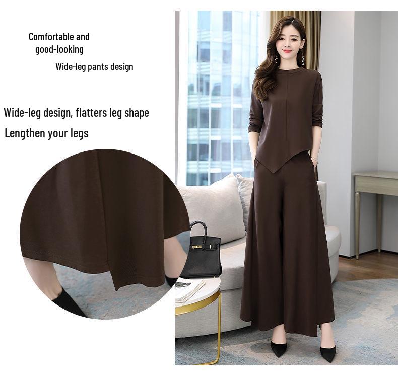 Elegant Wide-Leg Pants and Blazer Set - Slimming and Stylish for Mature Women In Spring and Autumn