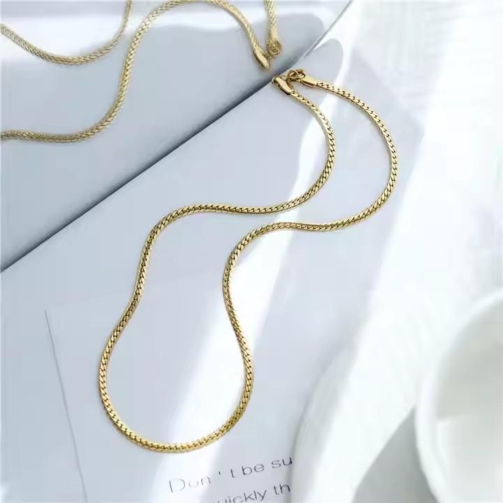 Fashion Jewelry Ladies 18k Gold Plated Stainless Steel Snake Chain Choker Necklace Women Waterproof Jewelry