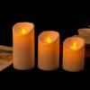 Remote Control Moving Wick Led Candles Pack Of 3, Realistic Flame Effect Flameless Battery Candles For Wedding Home Decor