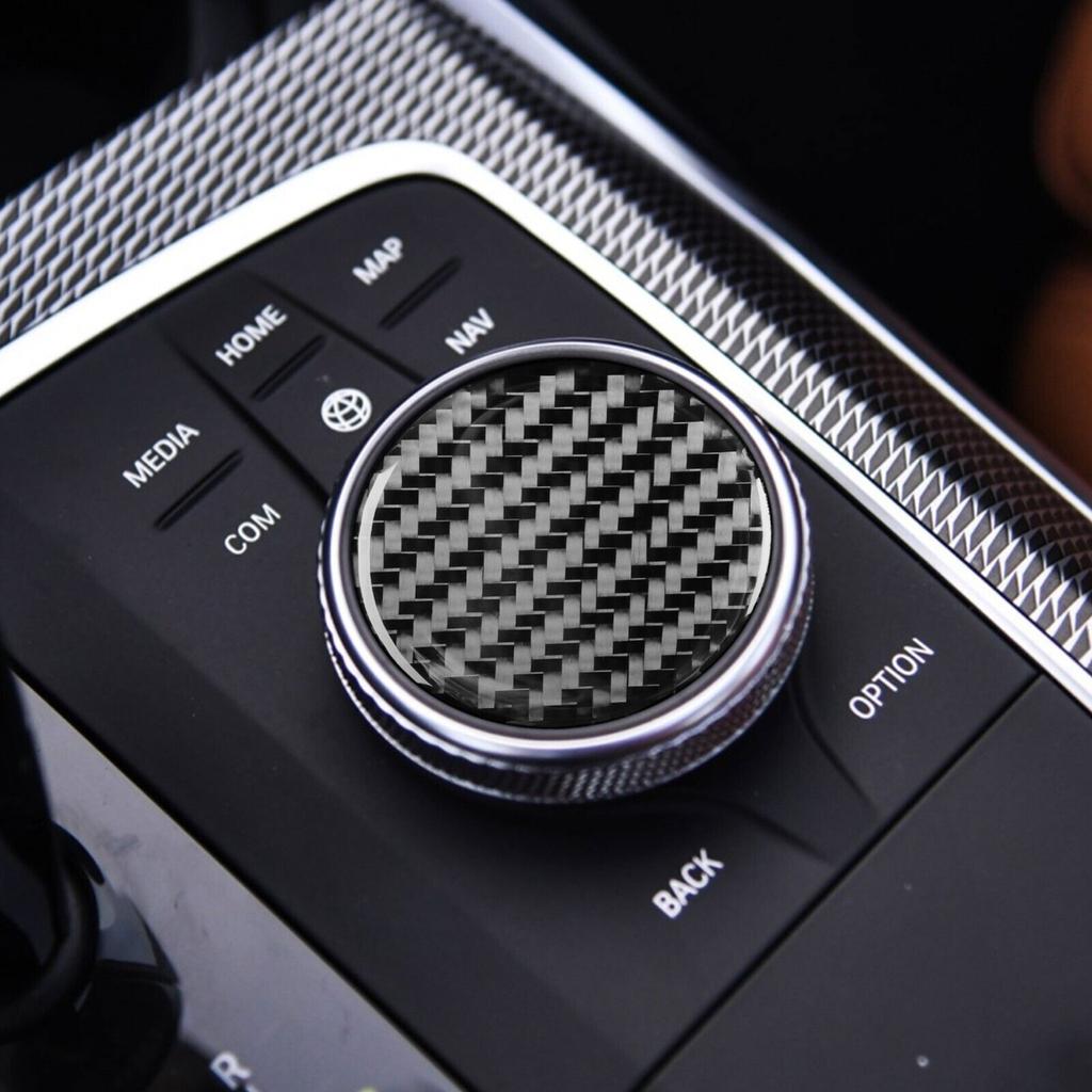Real Carbon Fiber Console Multimedia Knob Cover For BMW 3 4Series M4 G20 G28 G82