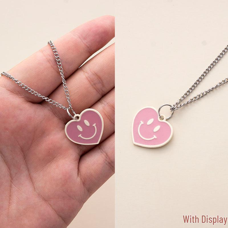 Alloy Heart & Smiley Face Pendant Necklace, Bracelet & Keychain Charm