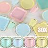 30/40Pcs Disposable Party Plates Tableware Macaron Color  Cake Plate Paper Cup Dishes Set Birthday Party Wedding Dinner Supplies