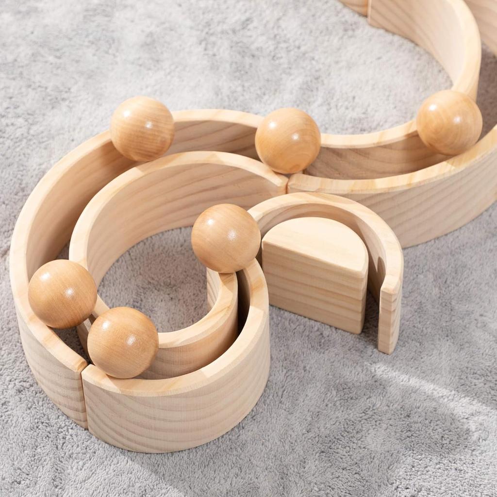 1.8 Inch Montessori Wooden Rainbow Balls, Colorful/Pastel/Natural Wooden Ball Toys for Toddler & Baby Grasping, Preschool Learning Material,