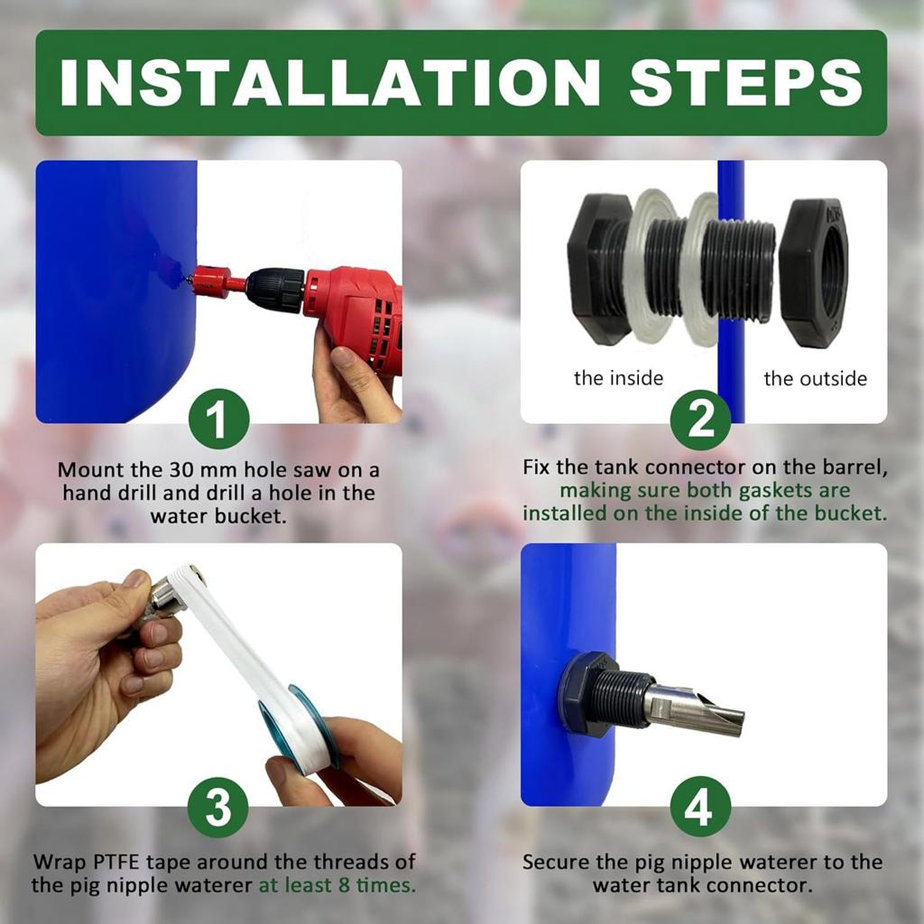 5 buc Adăpătoare Automată din Oțel Inoxidabil pentru Porci cu Burghiu pentru Instalare și Întreținere Ușoară Uz Fermă