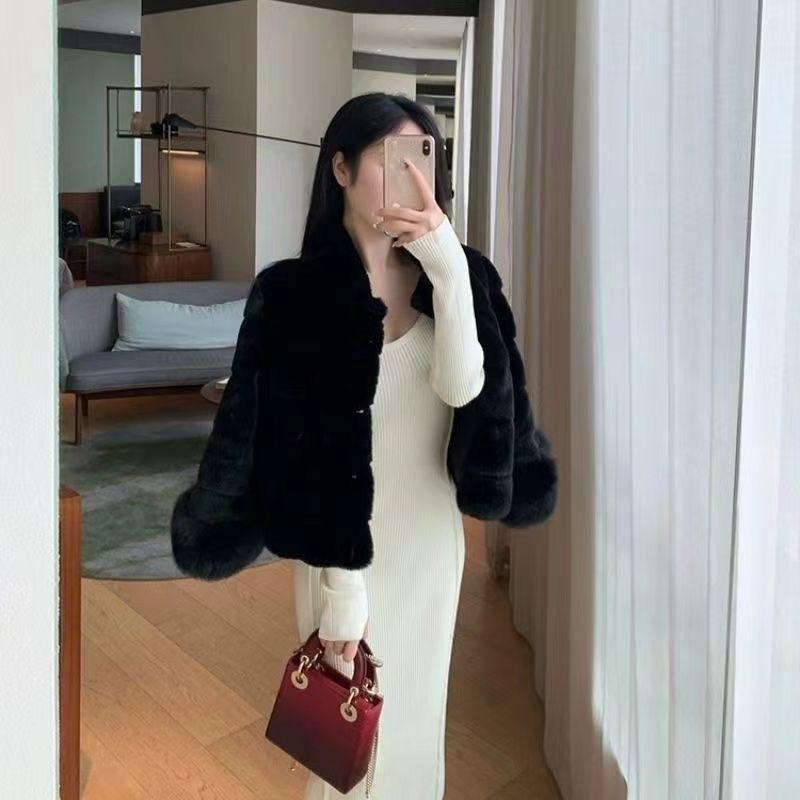 2024 winter new imitation fox hair short coat women's fur plush integrated fur thickened warm celebrity coat