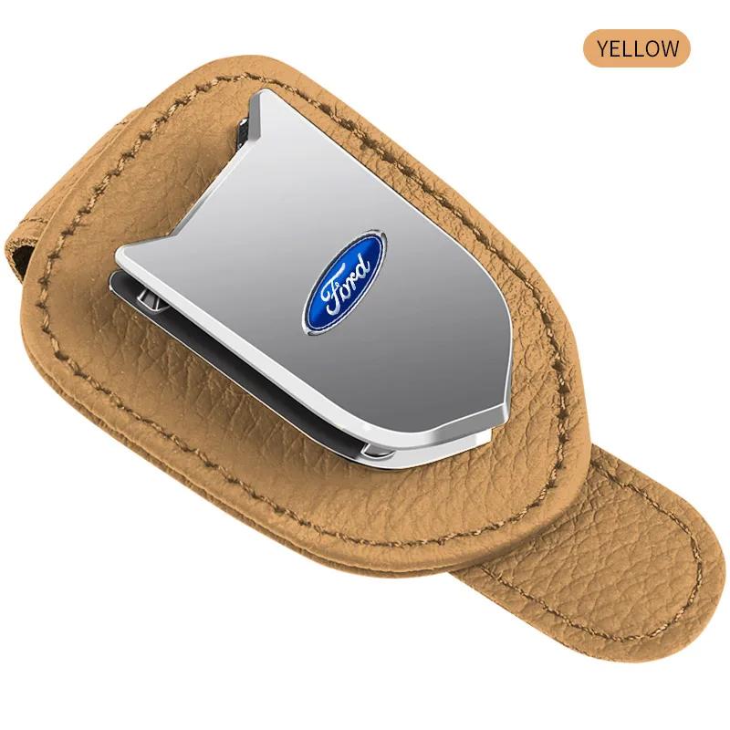 Samochodowy Klips do Przechowywania Okularów Uchwyt na Okulary Przeciwsłoneczne na Osłonę Przeciwsłoneczną Super włókno skóra Dla Ford Ranger Focus Kuga Mustang Mondeo Fusion Esco