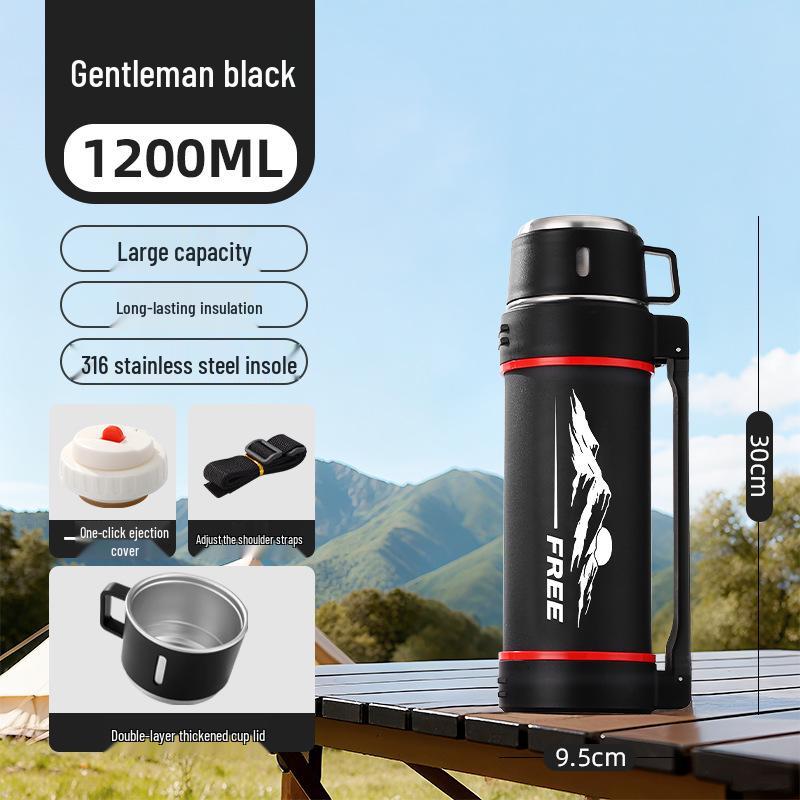 Large Capacity 316 Stainless Steel Insulated Thermos Flask with Portable Design for Outdoor and Travel Use