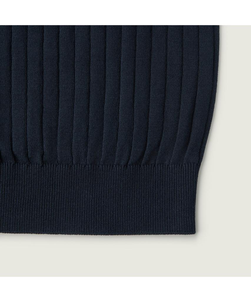 Kaembeulijimembeoseu [Movere X Roliat] Collaboration Collared Short Sleeve Full-Open Sweater Navy Mcwam26612Nav