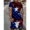 Mens American Flag Pattern 3D Print T-shirt & Shorts Set - Vibrant American Flag Design, Perfect for Summer