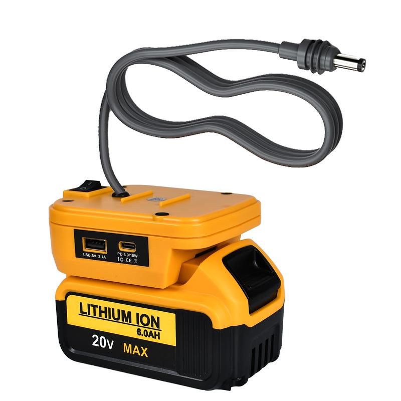 Compatible Adapter for DeWalt 20V, Milwaukee, Makita 18V Mini Battery with Type-C USB, 18AWG