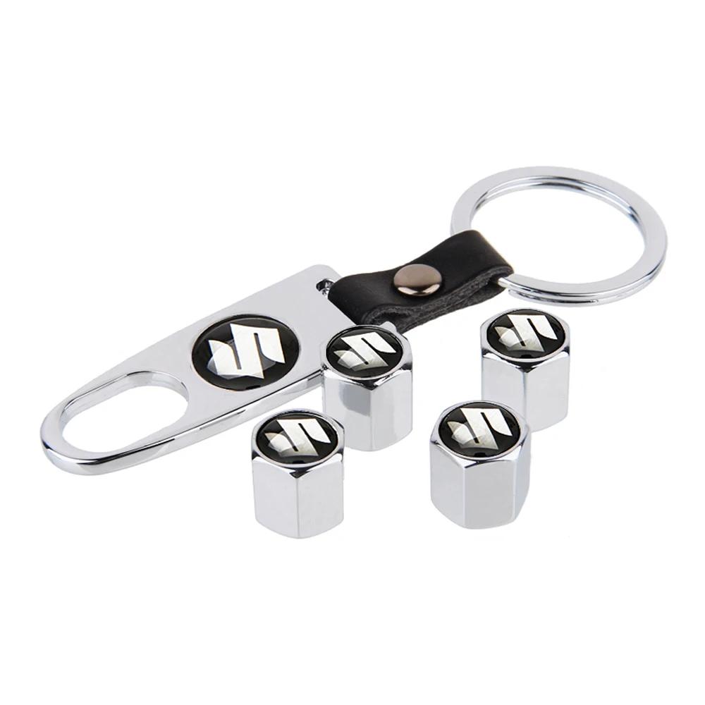 Car Logo Wheel Tire Valve Cap Air Covers With Keychain For SUZUKI SWIFT SX4 ALTO BALENO Celerio Ertiga GRAND VITARA IGNIS JIMNY 1RF6A