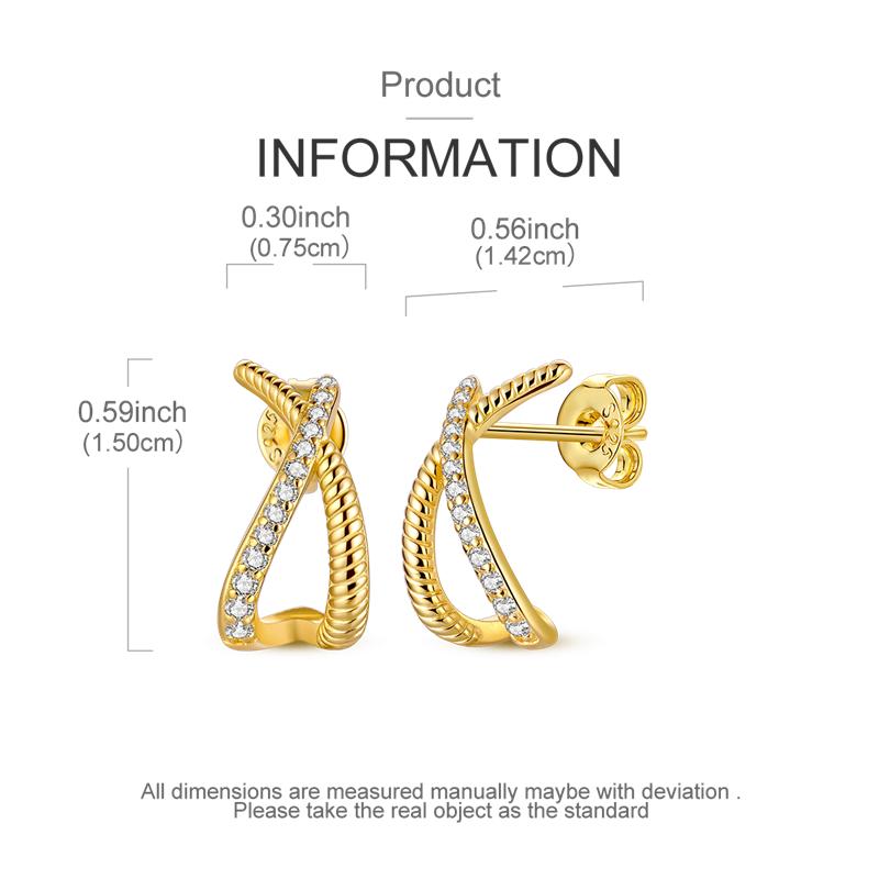 Fashion Gold Woman Hoop Earring 925 Sterling copper Sparkling Zircon Round Ear Stud Earrings Fine Zircon Lover Anniversary Gift