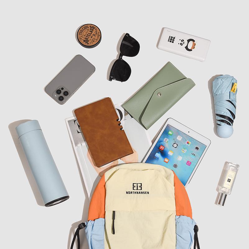 Lightweight Backpack Travel Bag Contrast Color Student Schoolbag