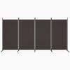4 Piece Brown Folding Screen 346 X 180 Cm Fabric