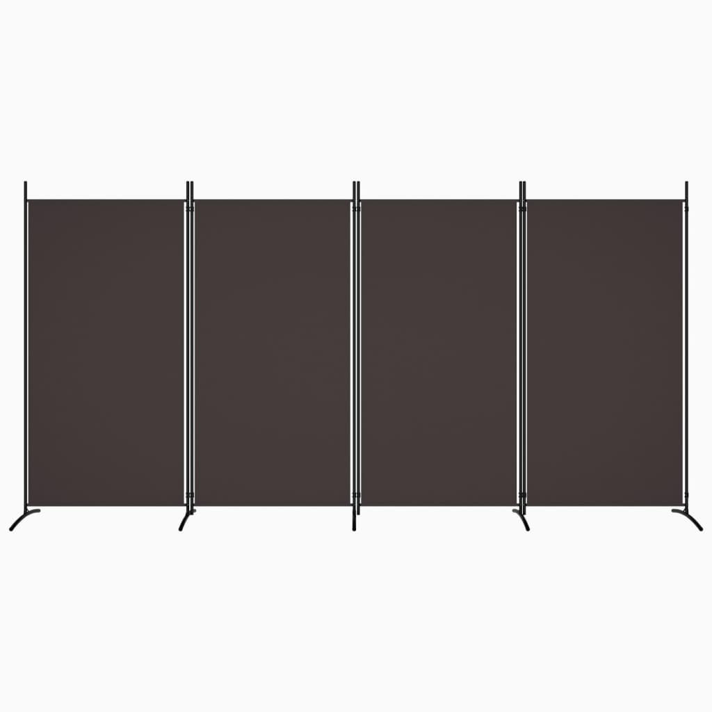 4 Piece Brown Folding Screen 346 X 180 Cm Fabric