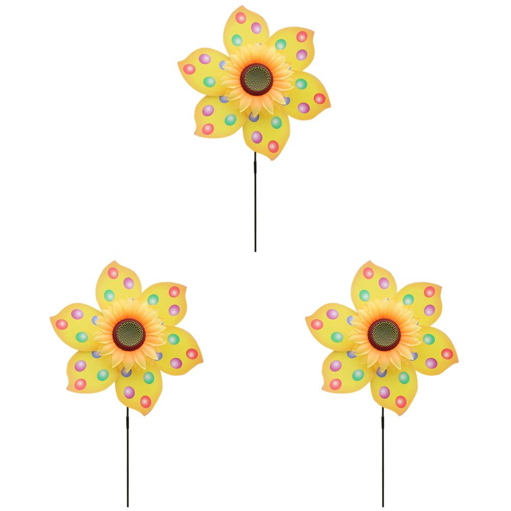 

T0# Rotating Sunflower Windmill Colorful Outdoor Garden Yard Decor (Dot Multicol