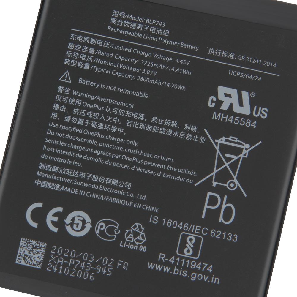 Rechargeable Lithium Battery For OnePlus 7T One Plus 7T BLP743 Phone Battery 3800mAh