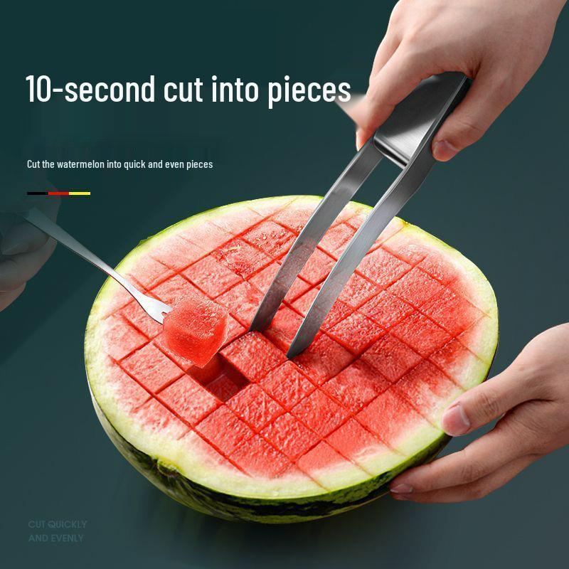 Stainless Steel Double-Headed Fruit Baller & Carving Knife with Watermelon Flesh Remover Spoon