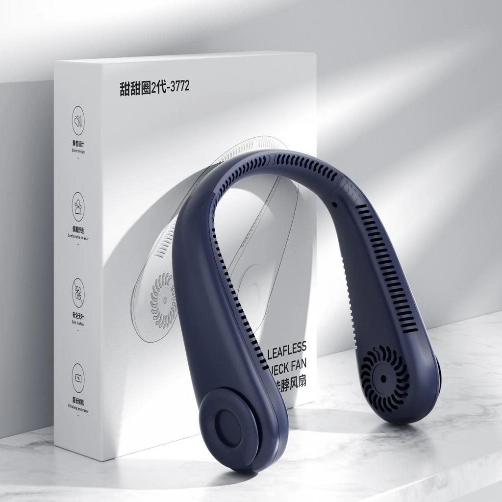 Bærbar halsvifte Bladløs minihengende halsvifte Sommersport Trådløs løping utendørsvifter Halsbånd LED-skjerm