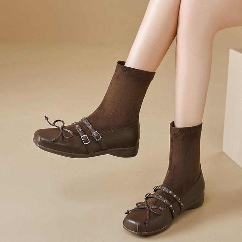 

Fashion Women s 2025 New Autumn and Winter British Style Platform Booties 40 коричневый