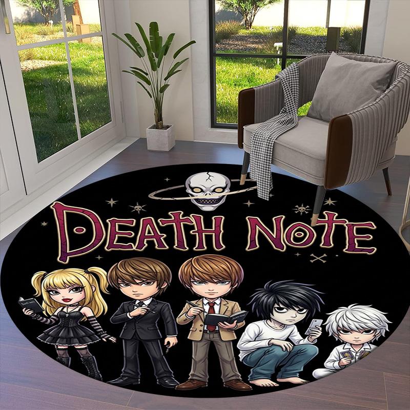 Death Note Round Area Rug Carpet Rug For Living Room Bedroom Sofa Playroom Decor Nonslip Floor Mat