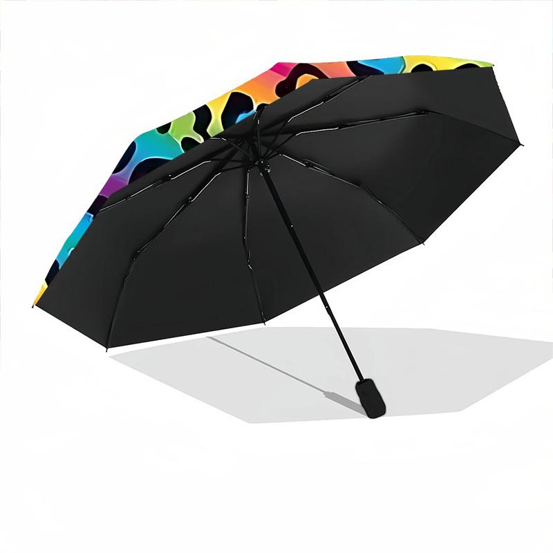 1pc Rainbow Leopard Print Folding Umbrella | Elegant Design, Fashionable Accessory, Durable Construction, Sturdy Ribs yy251107011