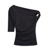 Za Summer New Collection Women's Clothing Zr European and American Style Fashionable Metal Buckle Slim Asymmetric Simple Top 1026164