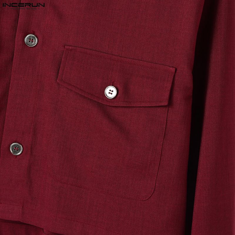 INCERUN Women Men Long Sleeve Cropped Tops and Irregular Skirts Sets Outfits