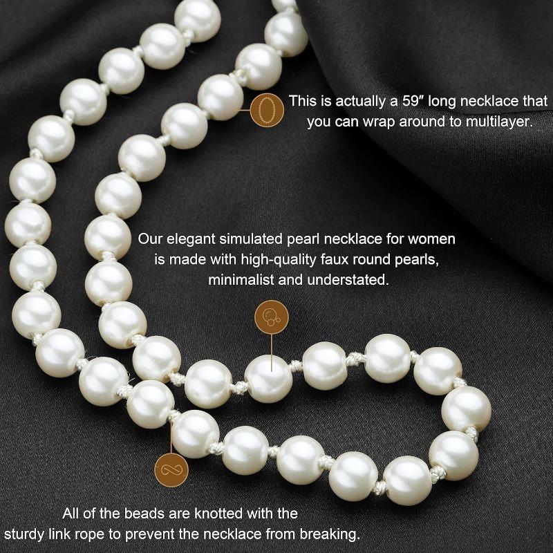 Fashion Faux Pearl Long Necklace 140cm Long Faux Pearl Wedding Engagement Necklace