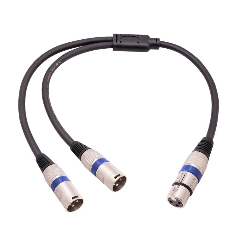 Audio Cable 3Pin XLR Female To Dual- XLR Male Y Splitter Nickel Plated Connectors With Metal Serviceable Ends 0.5M
