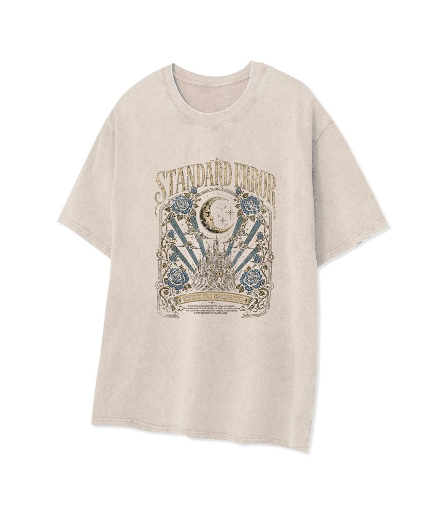 STANDARDERROR 87-Stan338 Vintage Moon Castle Pigment Short Sleeve T-Shirt (3 Colors)