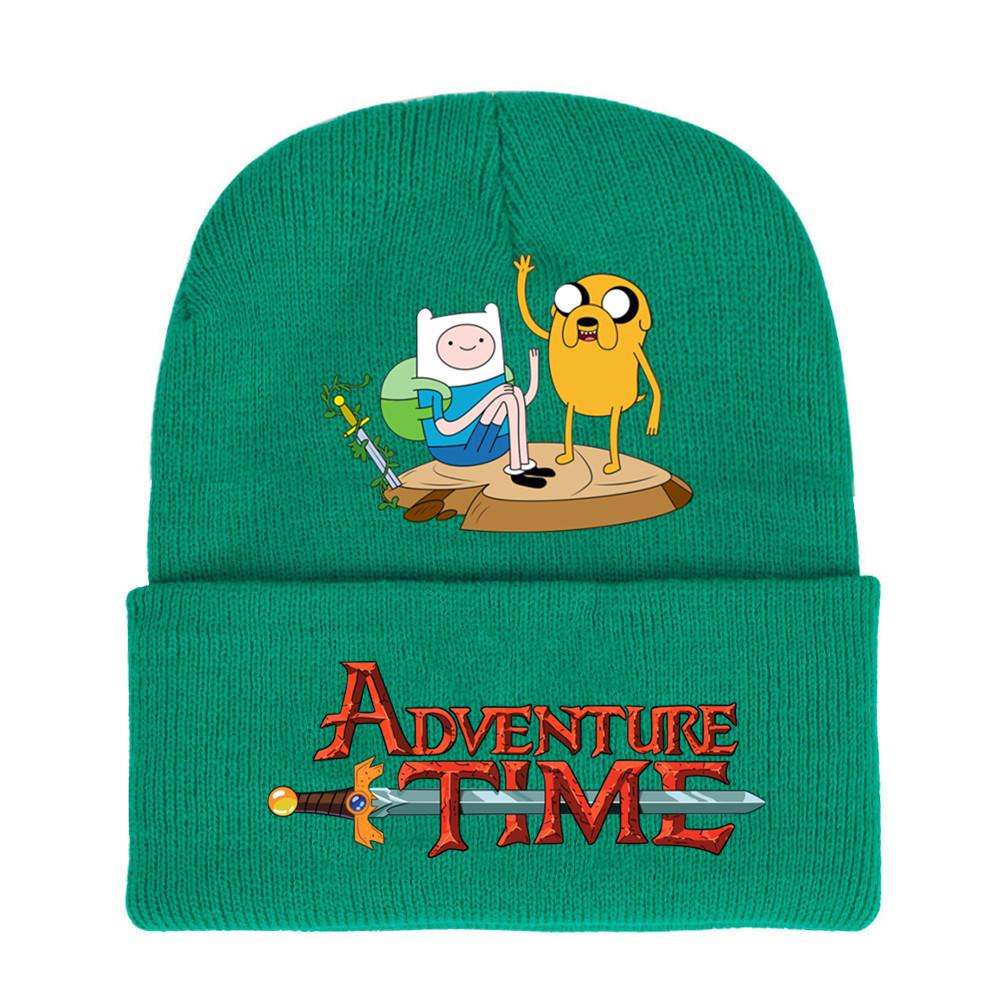 Adventure Time Cartoon Print Acrylic Knit Hat Winter Warm Unisex Beanie For Adults Teens