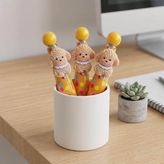 3D Puppy Ballpoint Pens Smooth Writing Retractable Ballpoint Pen Cartoon Puppy Writing Pen for Students Office And School Supplies