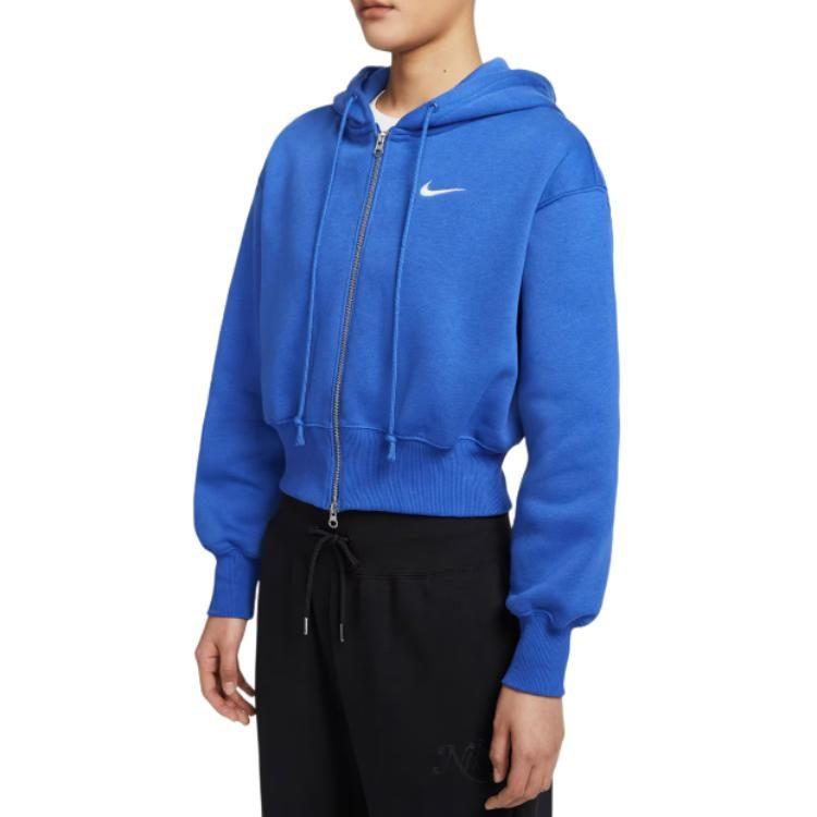 Nike Felpa con cappuccio da donna Sportswear Phoenix Fleece, vestibilità ampia, corta, con zip intera HJ0941-480