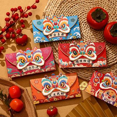 4 Stück/Set CNY-Paketumschläge, Drachenjahr, chinesisches Neujahr, neuer roter Umschlag