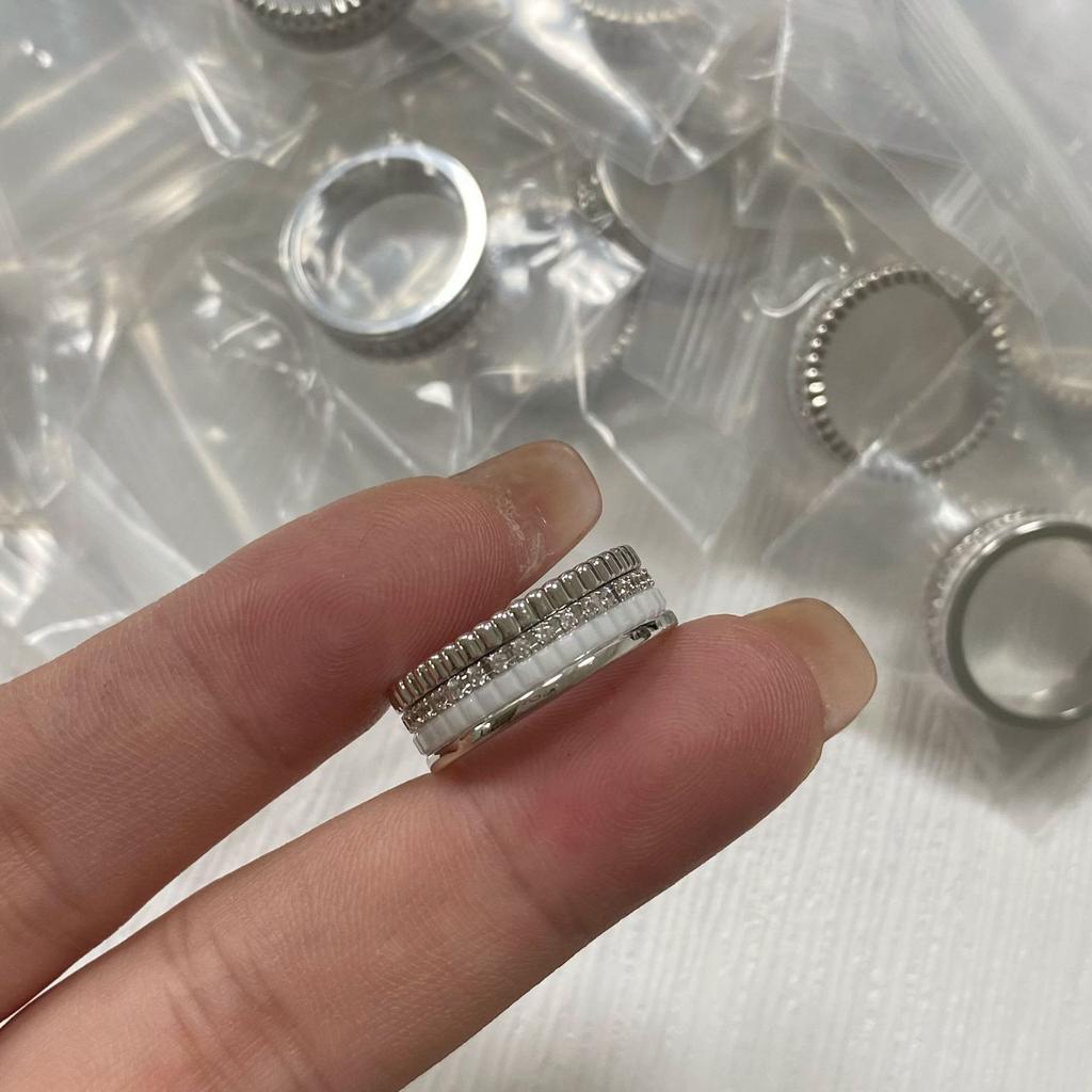 Black and White Ceramic Ring with 18K Gold Plating Rotating Ring.