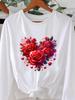 (Asian Size) Flower Trend Cute Graphic Tee O-neck Print T Shirt Casual Clothing Women Autumn Winter Spring Fashion Top Long Sleeve T-shirts