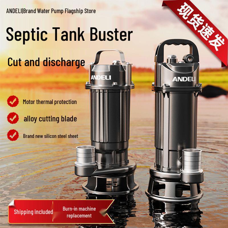 220V Kupfer Klärgruben-Schneidpumpe für Toiletten, Abwasser, Schlamm und Wasser - Ideal für den Hausgebrauch und die Landwirtschaft