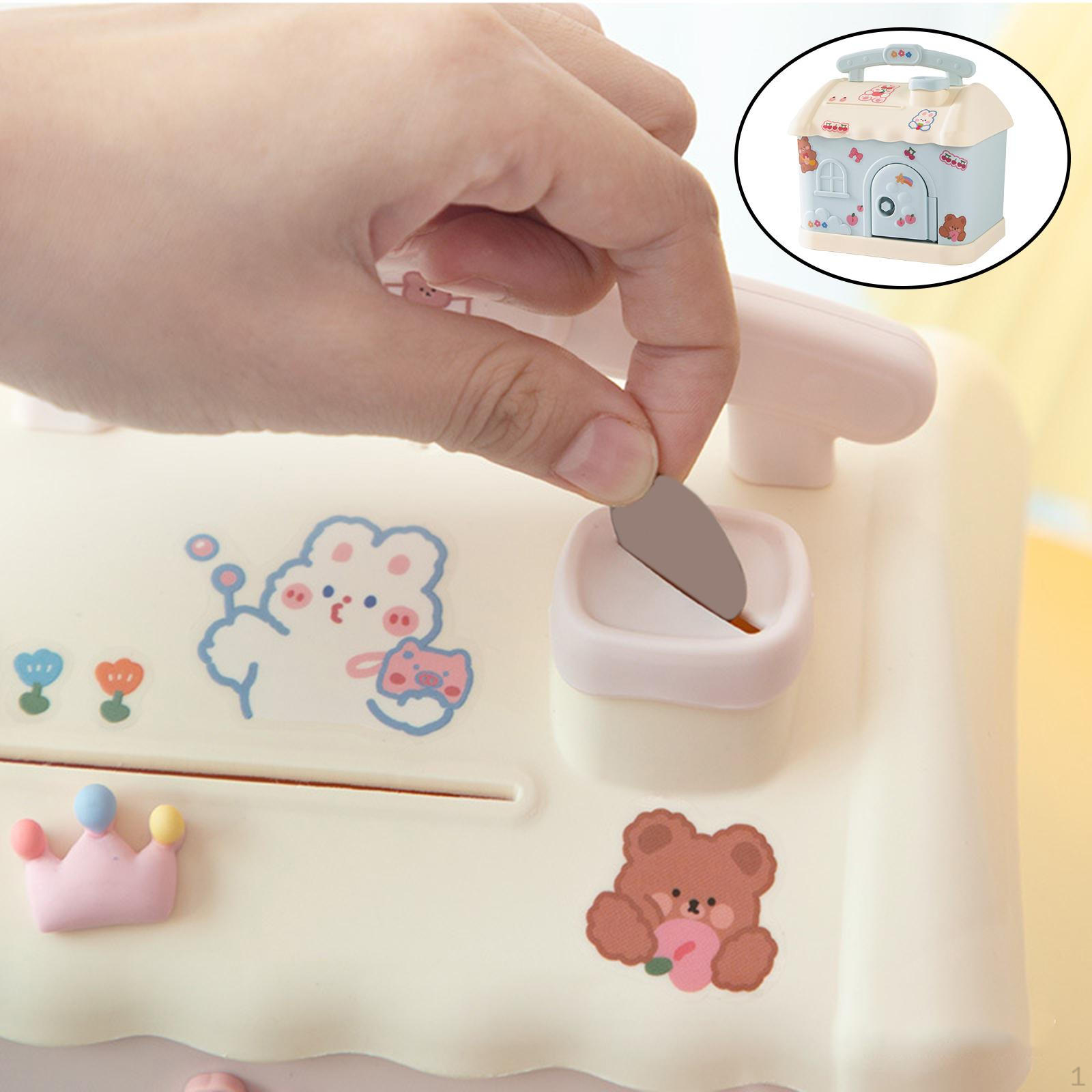 

Lock Decoration Portable with Jar Piggy for Desktop Children Expecting Moms синій