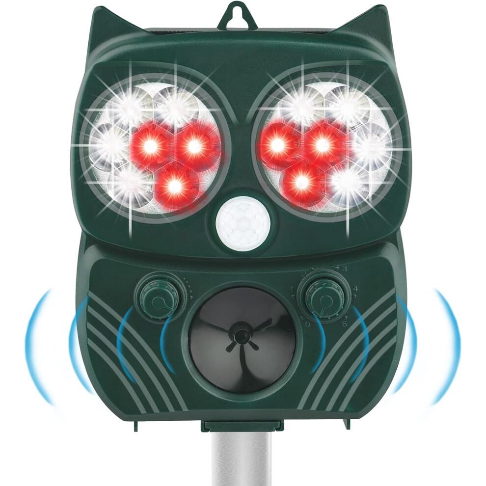 Repellente efficace per animali per esterni, luce LED lampeggiante a 14 lampadine con sistema di rilevamento del movimento, alimentazione
