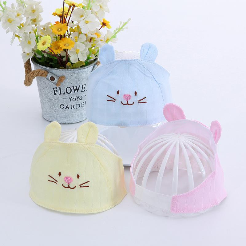 Summer Baby Cotton Thin Open Top Hat Newborn Fontanelle Cap Breathable Cool Hat With Embroidered Cat Design For Infants