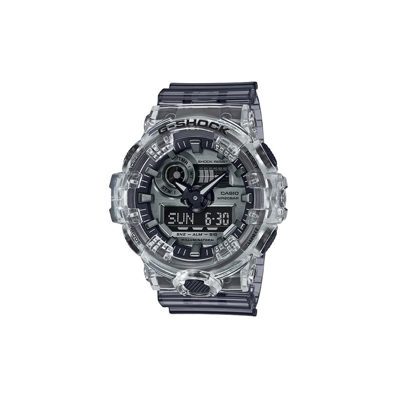 

Casio see thru ice tough series 200 meters waterproof quartz movement resin strap Japanese and Korean watch men s watch silver dial GA700SK-1ACR серебряный