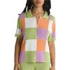 Vans Color-Block Plaid Button-Up Short Sleeve Sweater Women Tops Green VN000G3QCR0