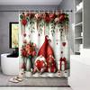 4pcs Valentine's Day Pink Romantic Love Gnome Print Bathroom Set 180x180 Waterproof Shower Curtain Floor Mat U-shaped Toilet Mat