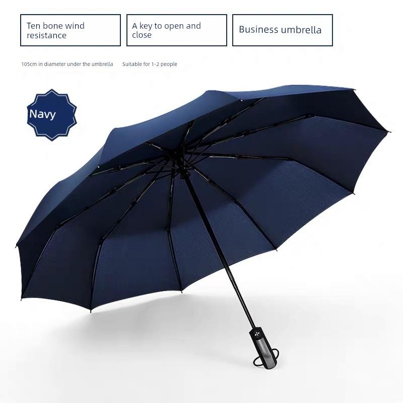 Fully Automatic Business Umbrella, 70% off Foldable, Large Double Umbrella with Ten Ribs, Windproof, Dual-Purpose for Sun and Rain, Suitable for