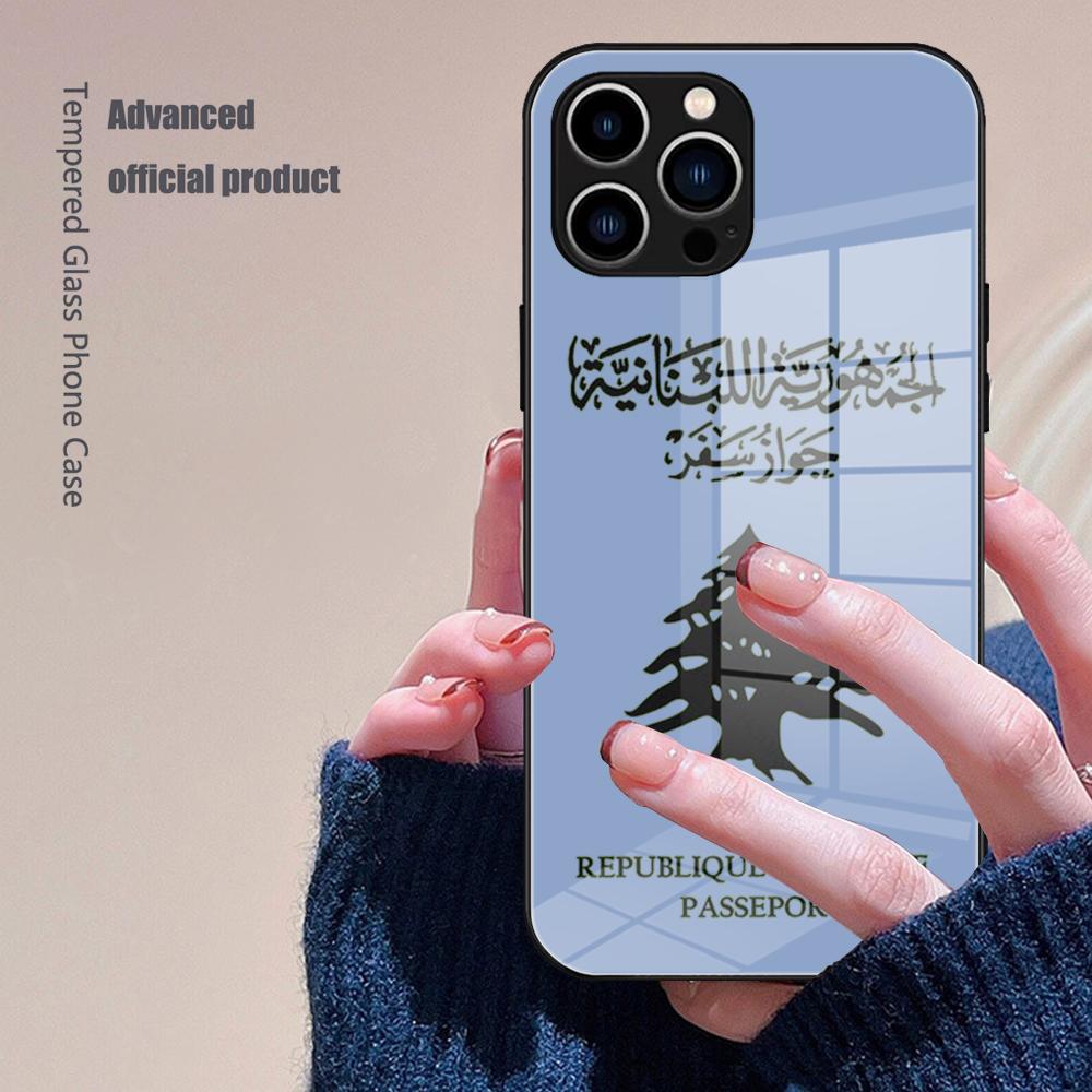 Libanon Vlag Telefoonhoesje Glas Voor iPhone 17 16 Promax 15 13 Pro 14 Plus 17 Pro 12 mini Galaxy S25 24 23 Zwarte Hoesjes
