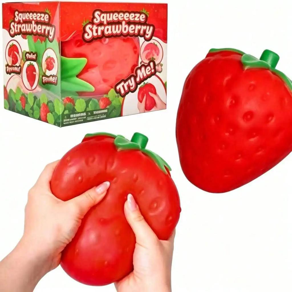 Nuovo Giocattolo Decompressione Gigante Fragola Rimbalzo Lento Giocattolo Sensoriale Riempito di Poliuretano Palla Appiccicosa Carina Giocattolo Decompressione Musicale