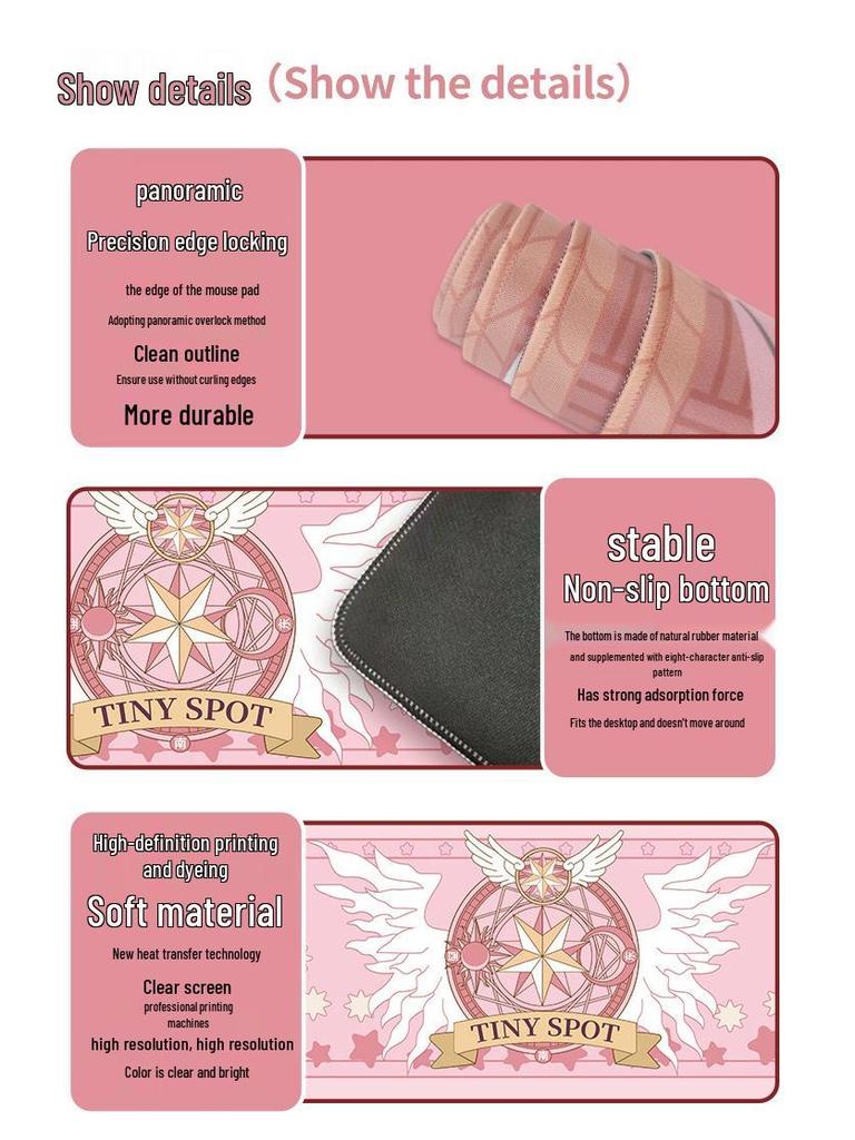 Podkładka pod mysz Magic Circle Magical Girl XL z pogrubionymi obszywanymi krawędziami i podpórką pod nadgarstek – urocza i idealna do użytku biurowego lub z laptopem.