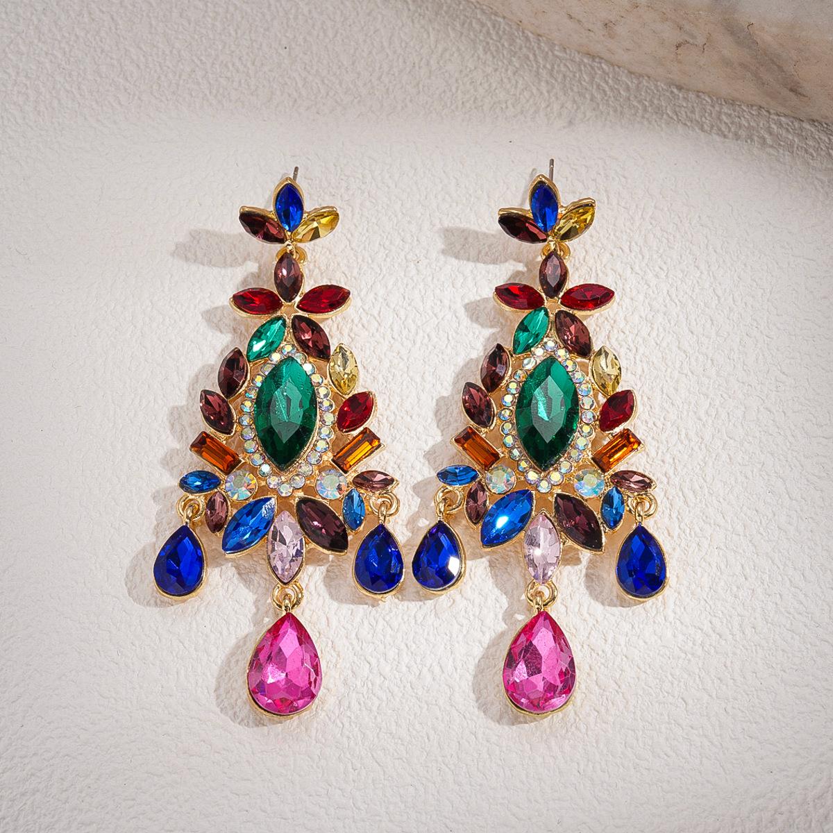 Серьги-гвоздики с бриллиантовым цветком и каплей воды в серебре, модные и изысканные серьги