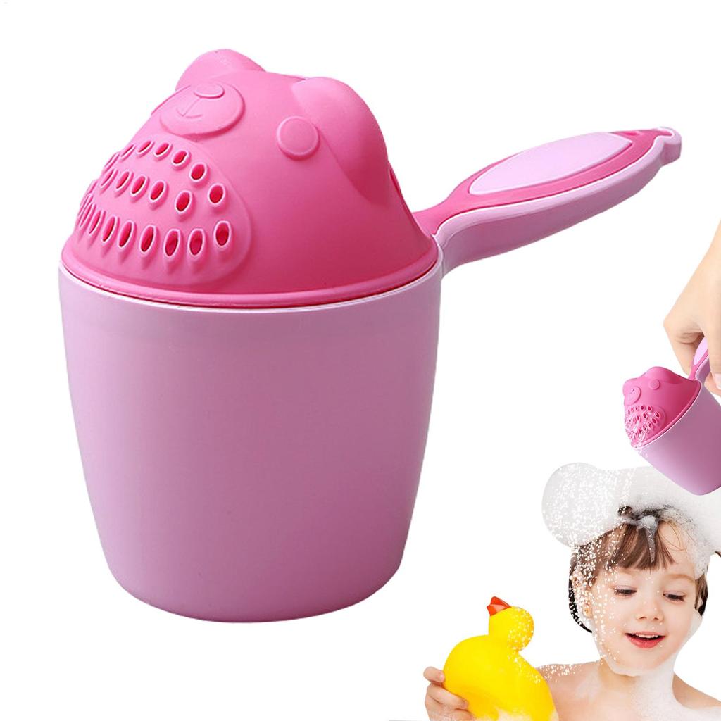Bath Rinser Cup for Babies Cartoon Bear Baby Bath Rinse Cup with Handle Rinsing Water Scoop for Protecting Infant Toddlers Eyes